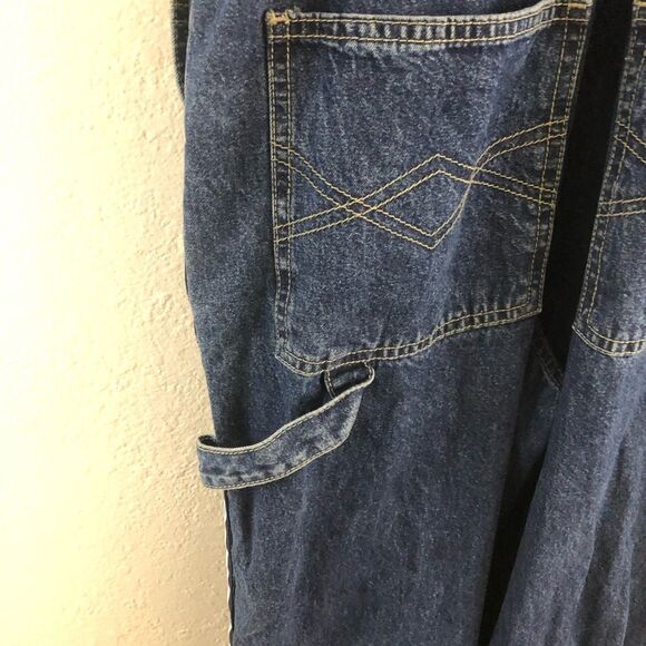 Revolt  classic denim bin overalls blue strip lines on side size M - Picture 10 of 11